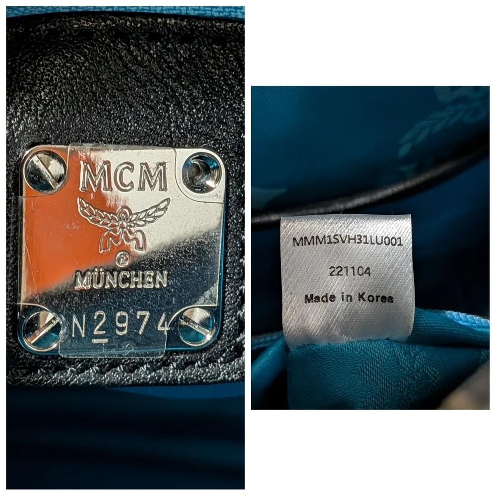 Authentic MCM Camouflage and Blue Messenger Bag